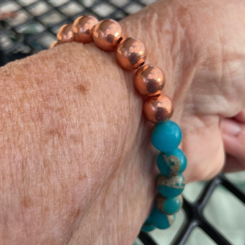 Artisan made Bracelet Copper and Turquoise Beads New - Picture 3 of 8